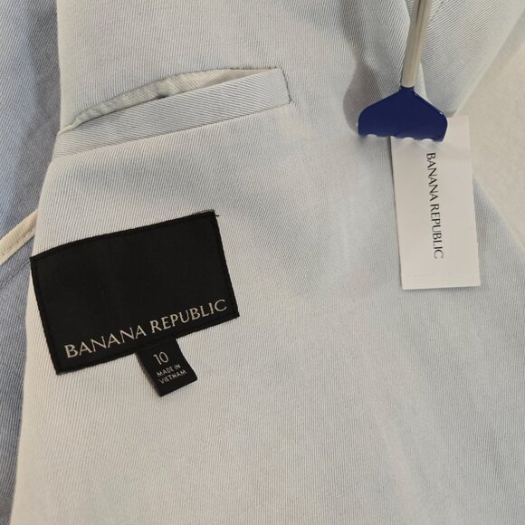 BANANA REPUBLIC Office Sirencore Light Blue Linen Long & Lean Blazer Size 10. - Picture 11 of 16